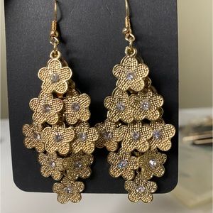 Gold Flower Dangle Earrings